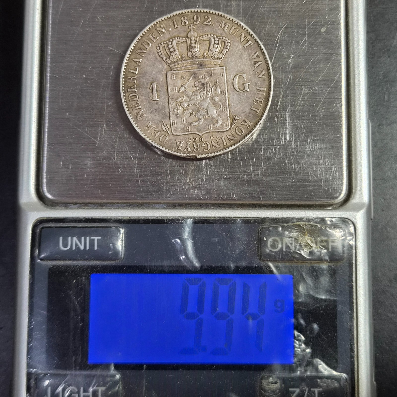 Netherlands 1 Gulden Wilhelmina Longhair 1892 XF Sharp Detail - Image 6