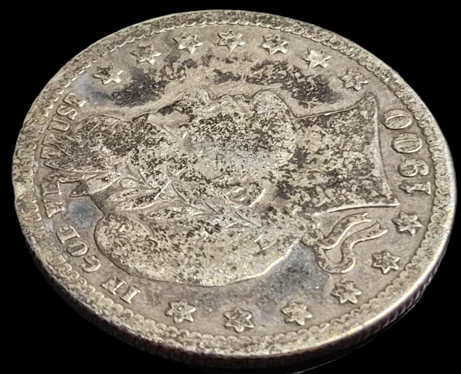 United States Quarter 1/4 Dollar Barber 1900-S 1900 S VF Rare Date - Image 3