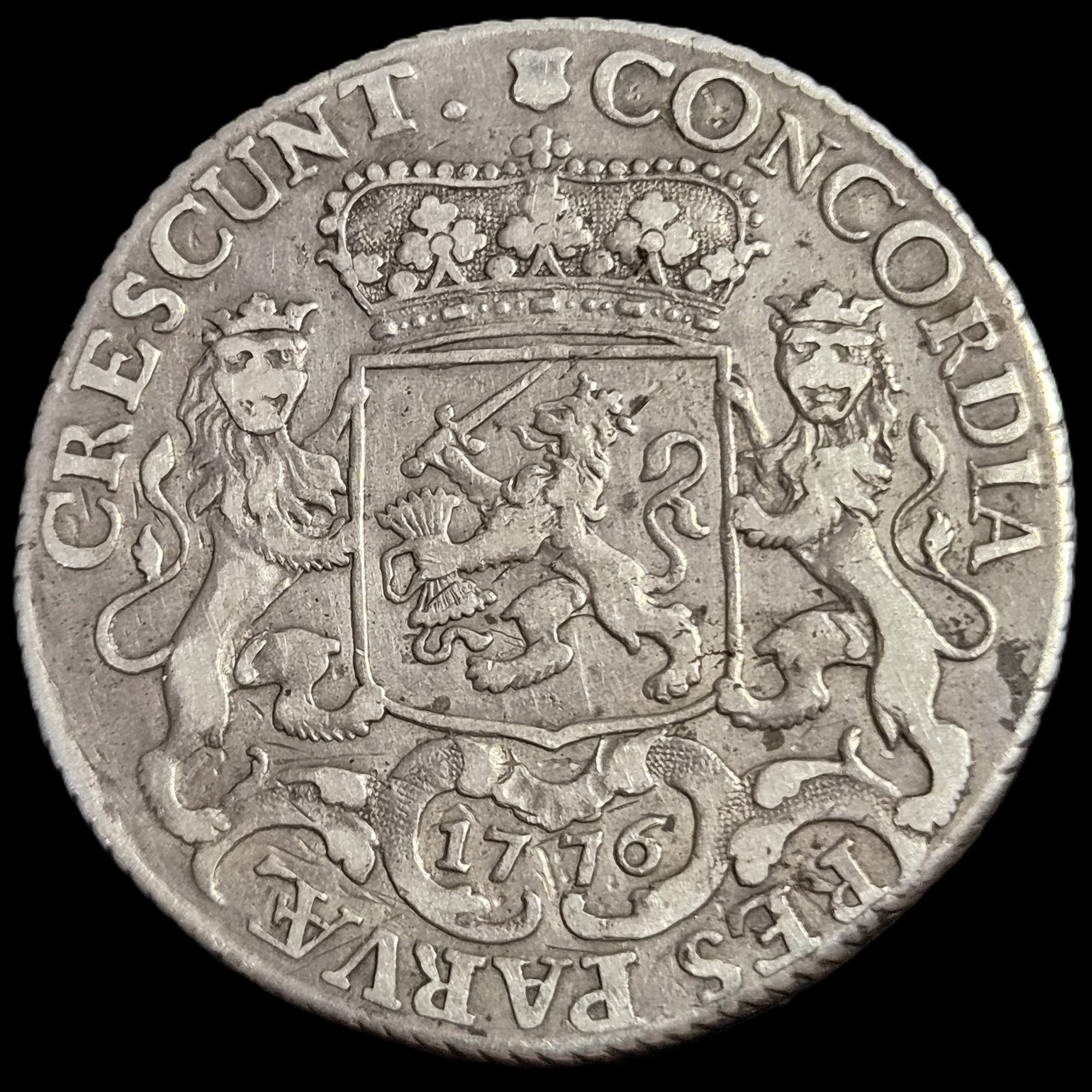 Netherlands Utrecht 1/2 Half Ducaton Silver Horse Rider 1776 XF IndependenceYear - Image 2