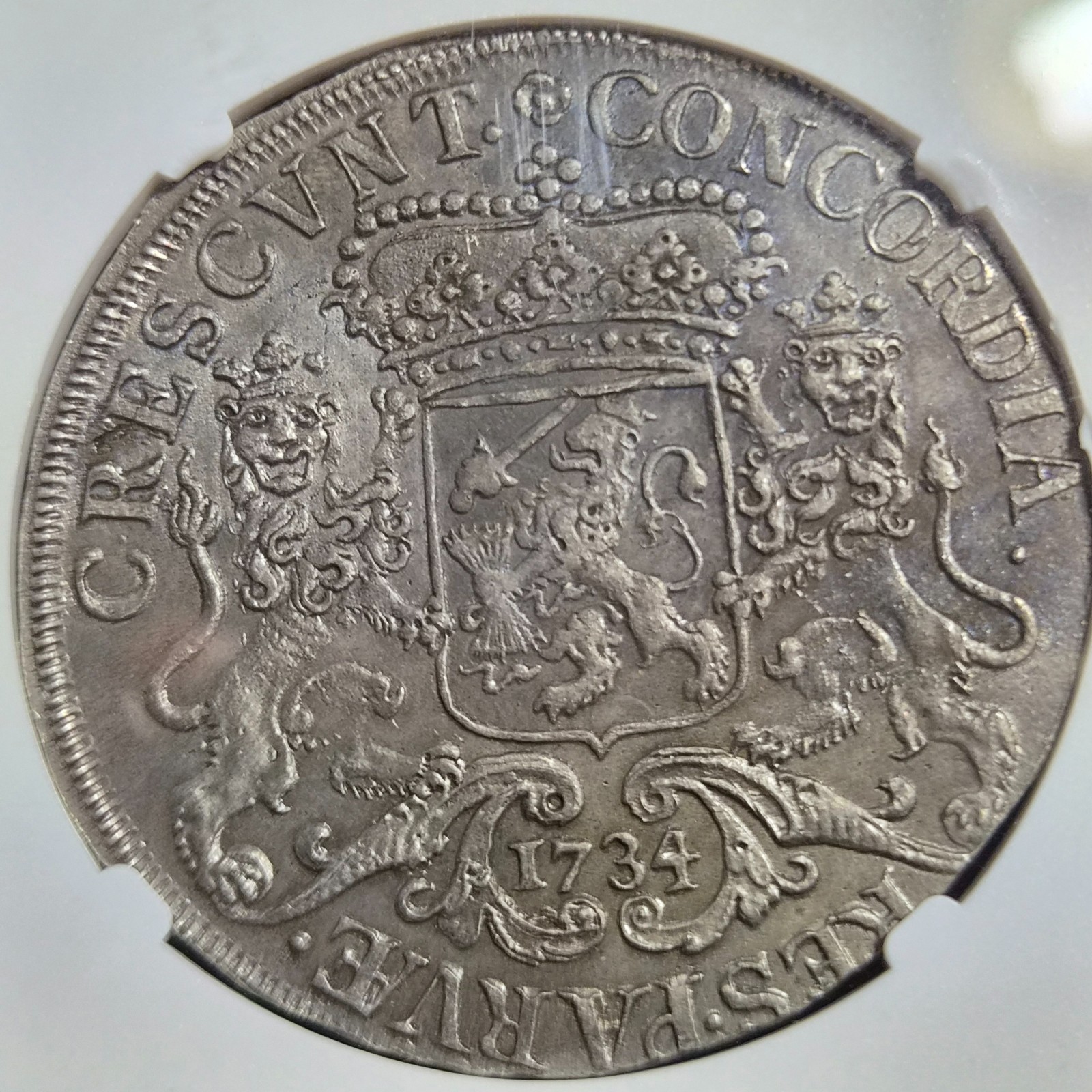 Netherlands Overyssel Ducaton Horse Rider 1734 NGC AU Details Ex Vliegenthart - Image 4