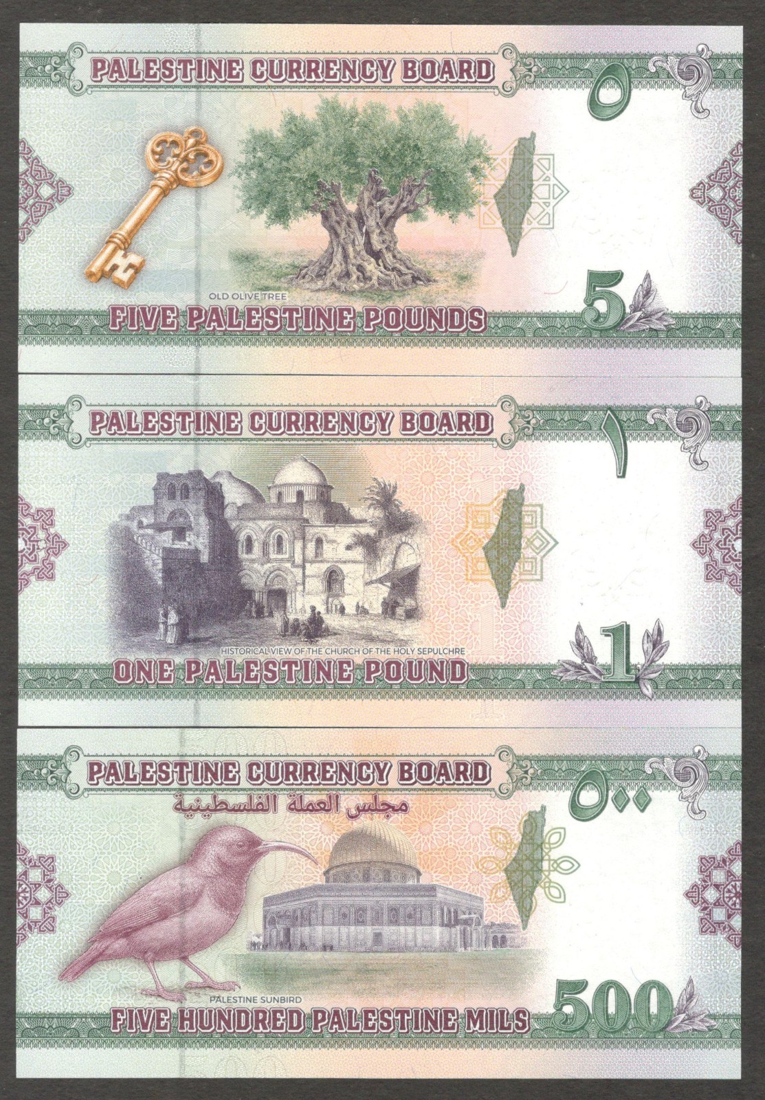 Palestine Currency Board 500 Mils 1 5 10 50 100 Pounds Matching SerialNumber UNC - Image 6