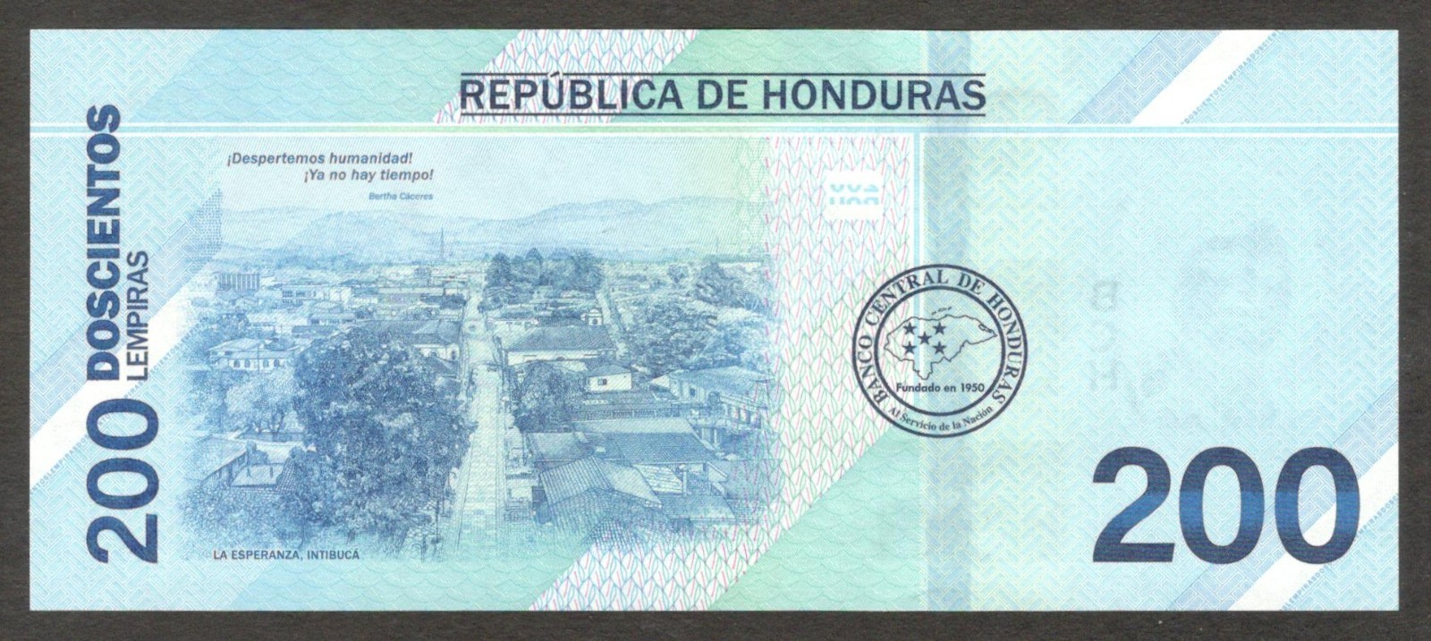Honduras 200 Lempiras Bertha Isabel Flores P-114 2023 / 2026 UNC - Image 2