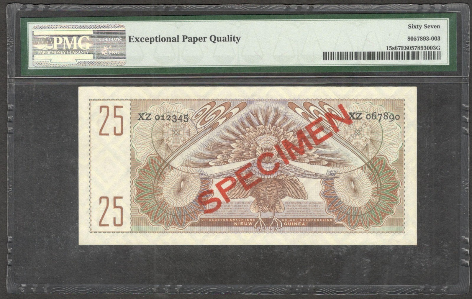 Netherlands Nieuw Guinea Indonesia 25 Gulden P-15s 1954 PMG 67 EPQ TOP POP - Image 6