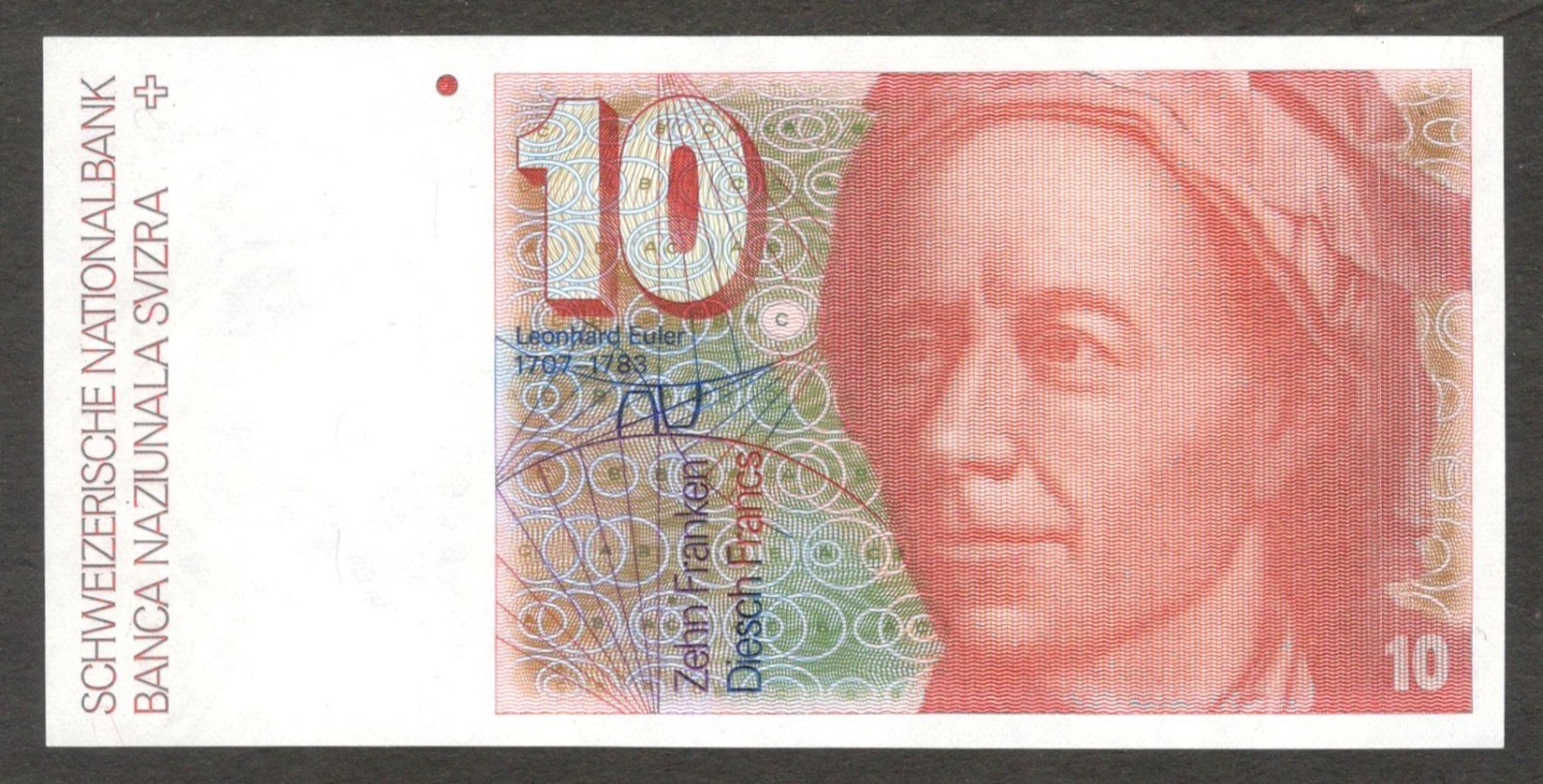 Switzerland Swiss 10 Francs Franken Leonhard Euler P-53b(2) 1980 UNC