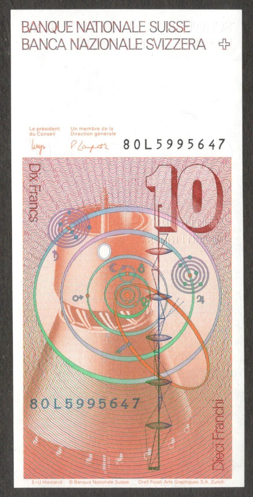 Switzerland Swiss 10 Francs Franken Leonhard Euler P-53b(2) 1980 UNC - Image 6