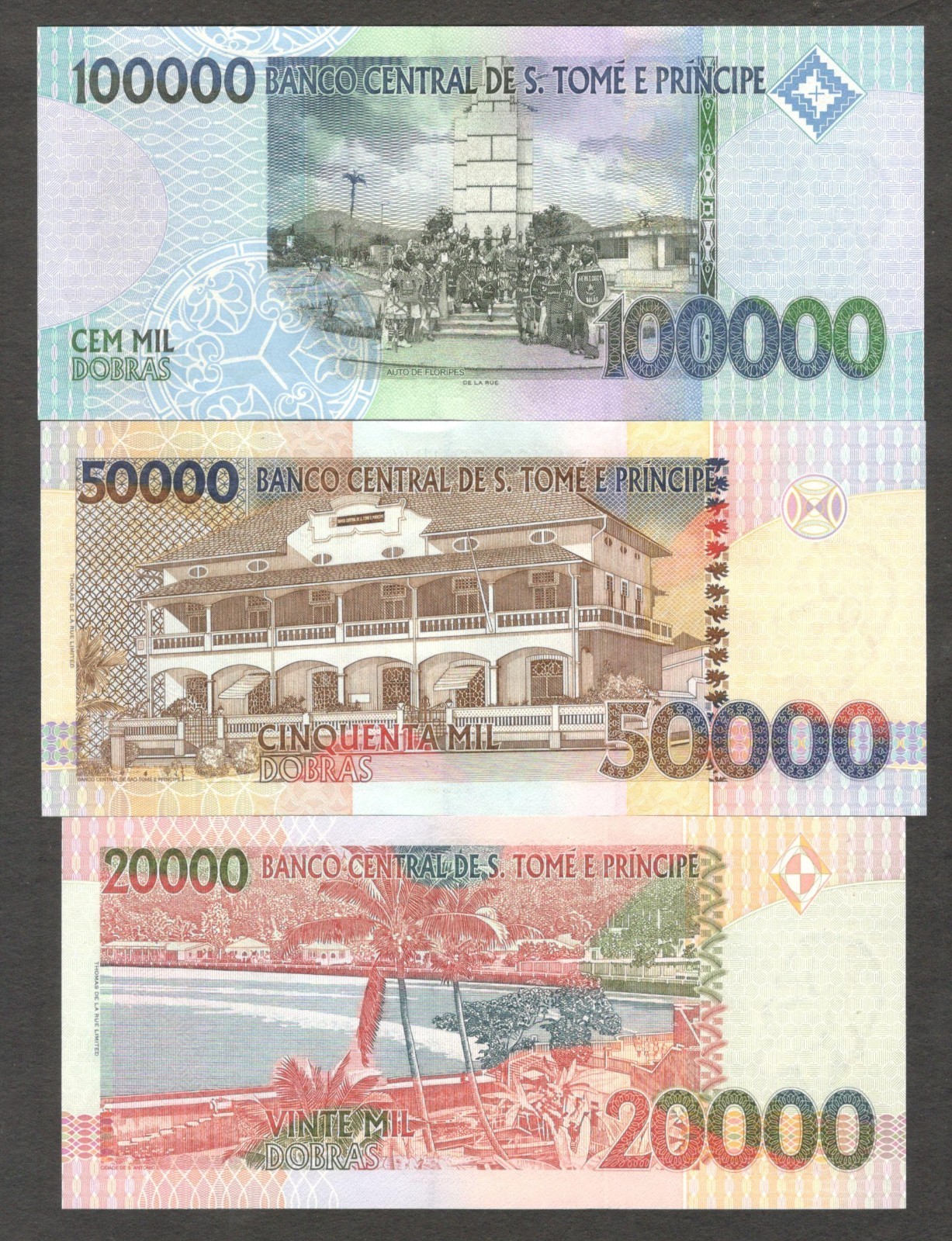 Saint Thomas Sao Tome Set 5 Pcs 5000 10000 20000 50K 100K Dobras 1996 - 2013 UNC - Image 4