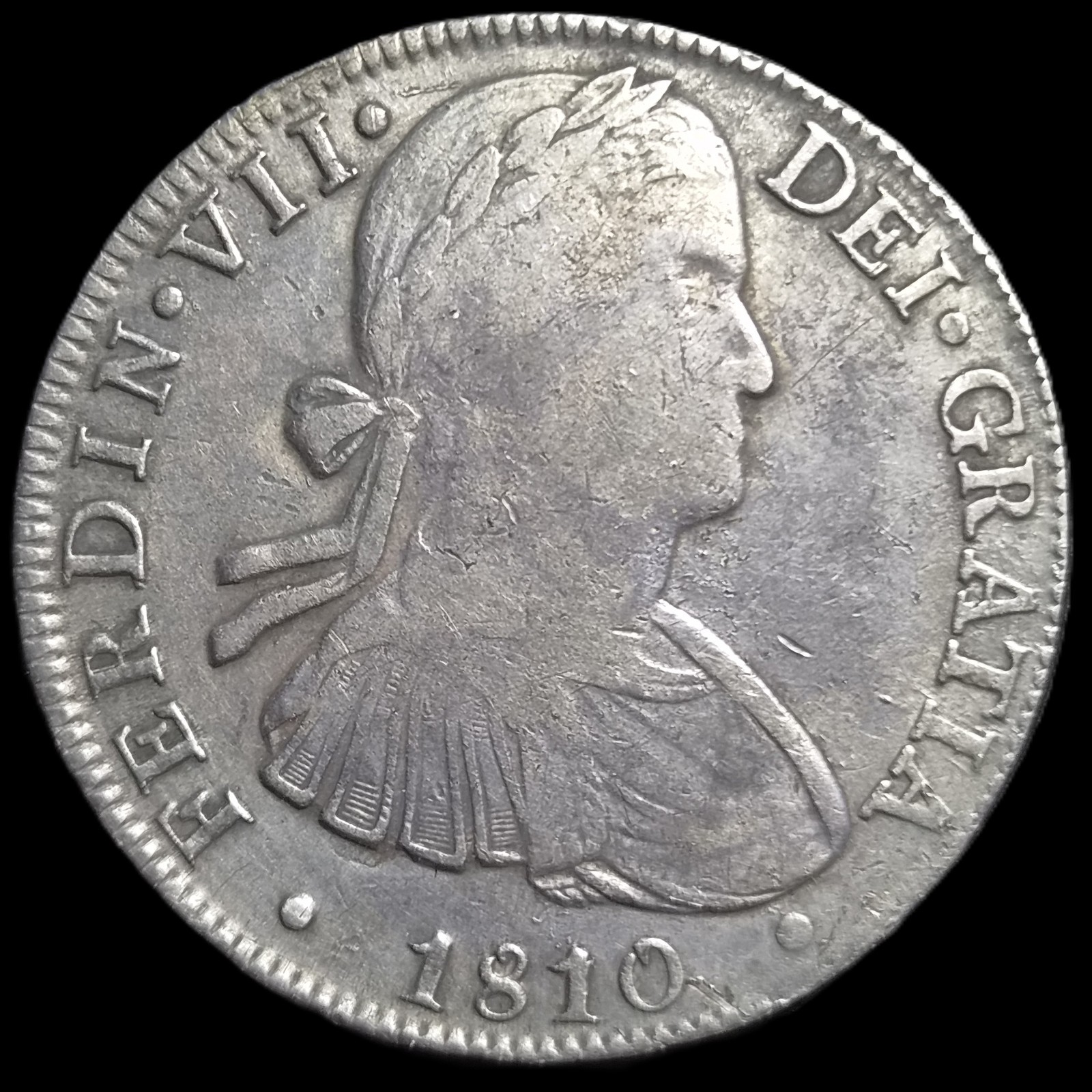 Mexico Spanish Colonial 8 Reales Ferdin Ferdinand VII 1810 Mo HJ Black Patina