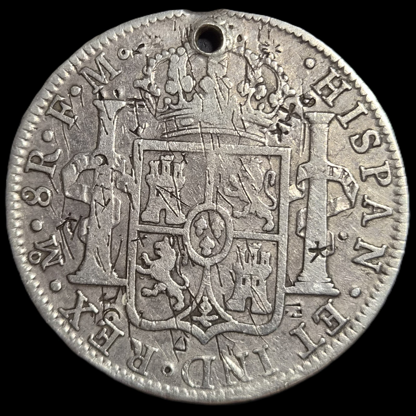 Mexico Spanish Colonial 8 Reales Carol Carolus III 1784 Mo FM Chinese Chopmark - Image 2