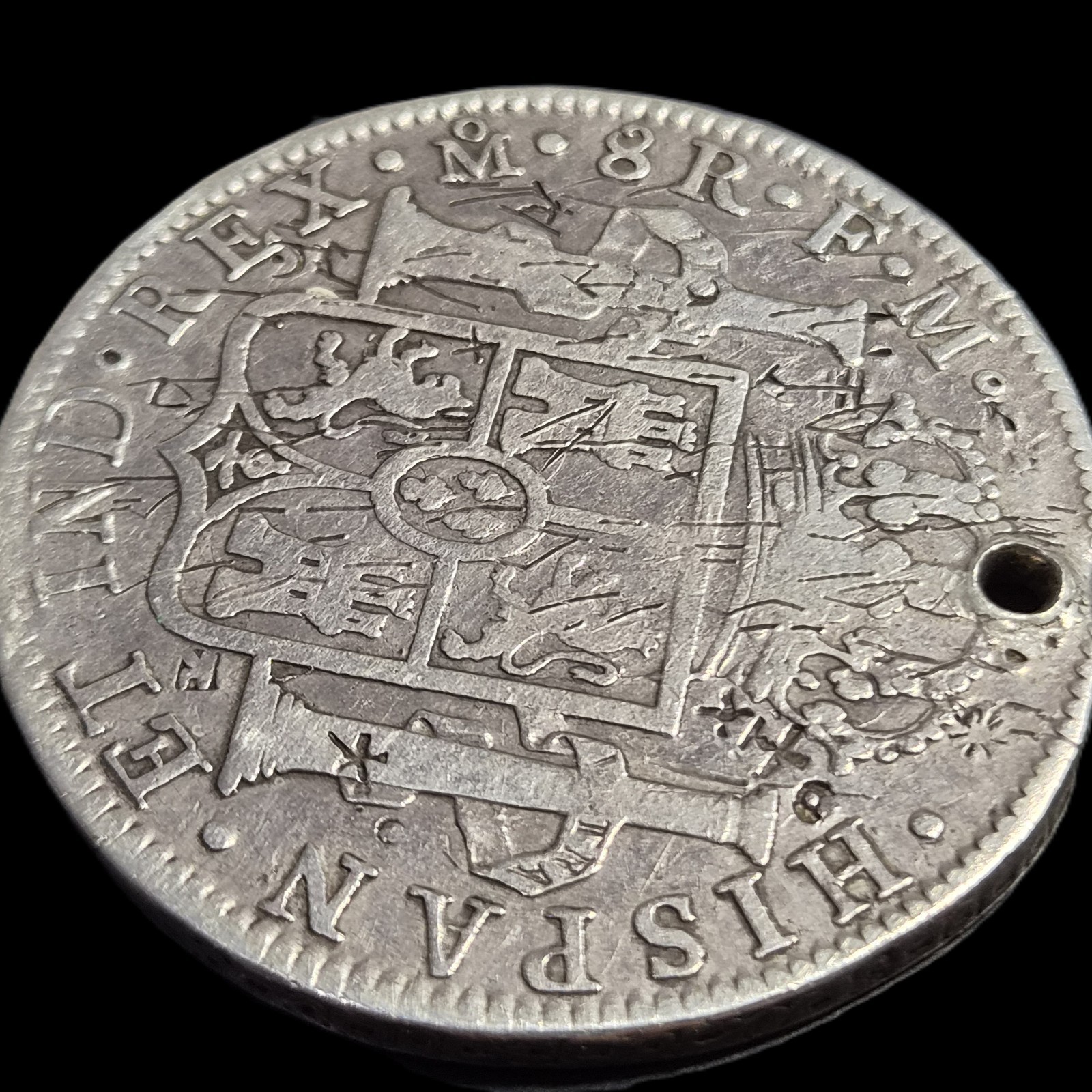 Mexico Spanish Colonial 8 Reales Carol Carolus III 1784 Mo FM Chinese Chopmark - Image 4