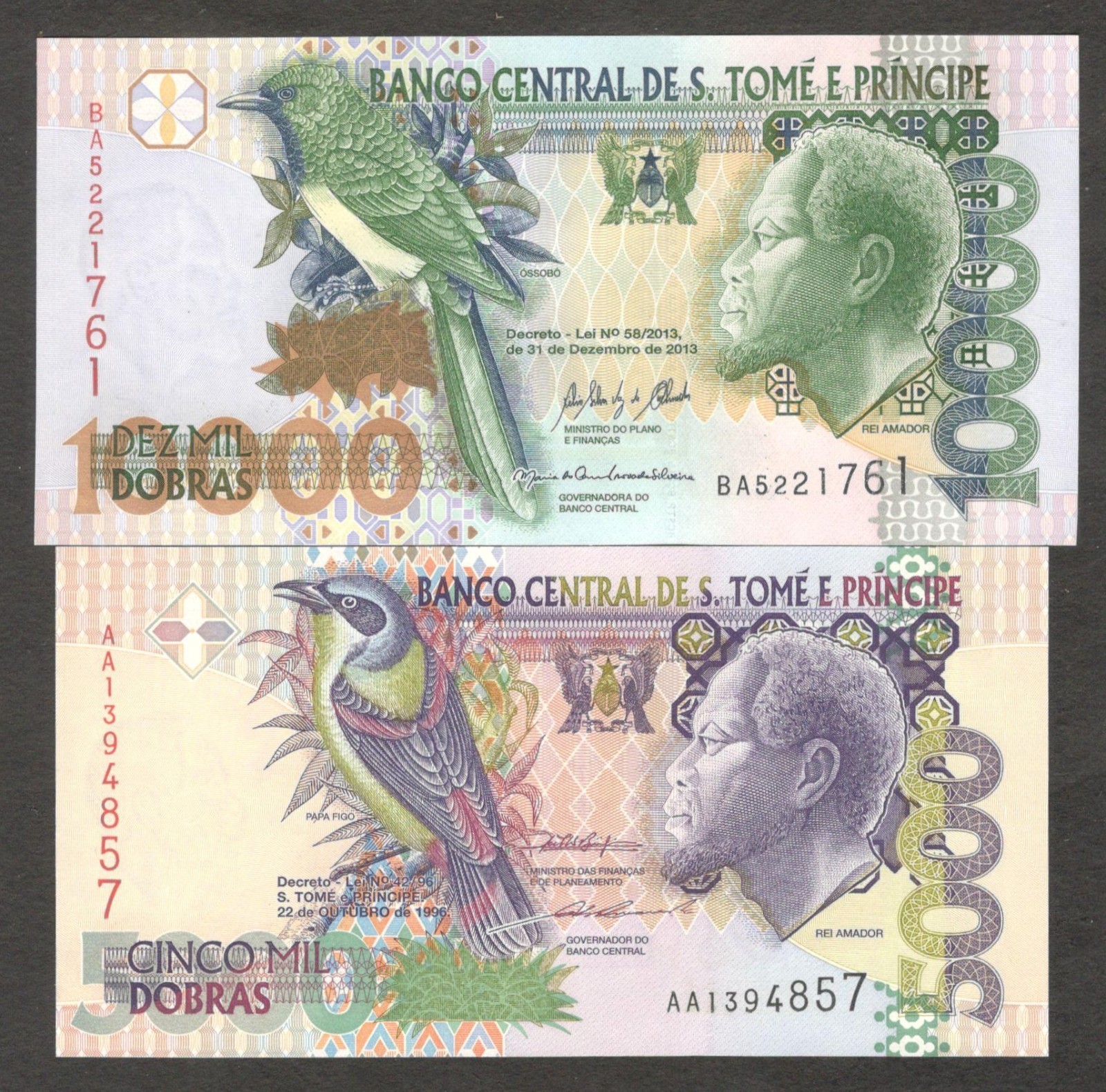 Saint Thomas Sao Tome Set 5 Pcs 5000 10000 20000 50K 100K Dobras 1996 - 2013 UNC - Image 5