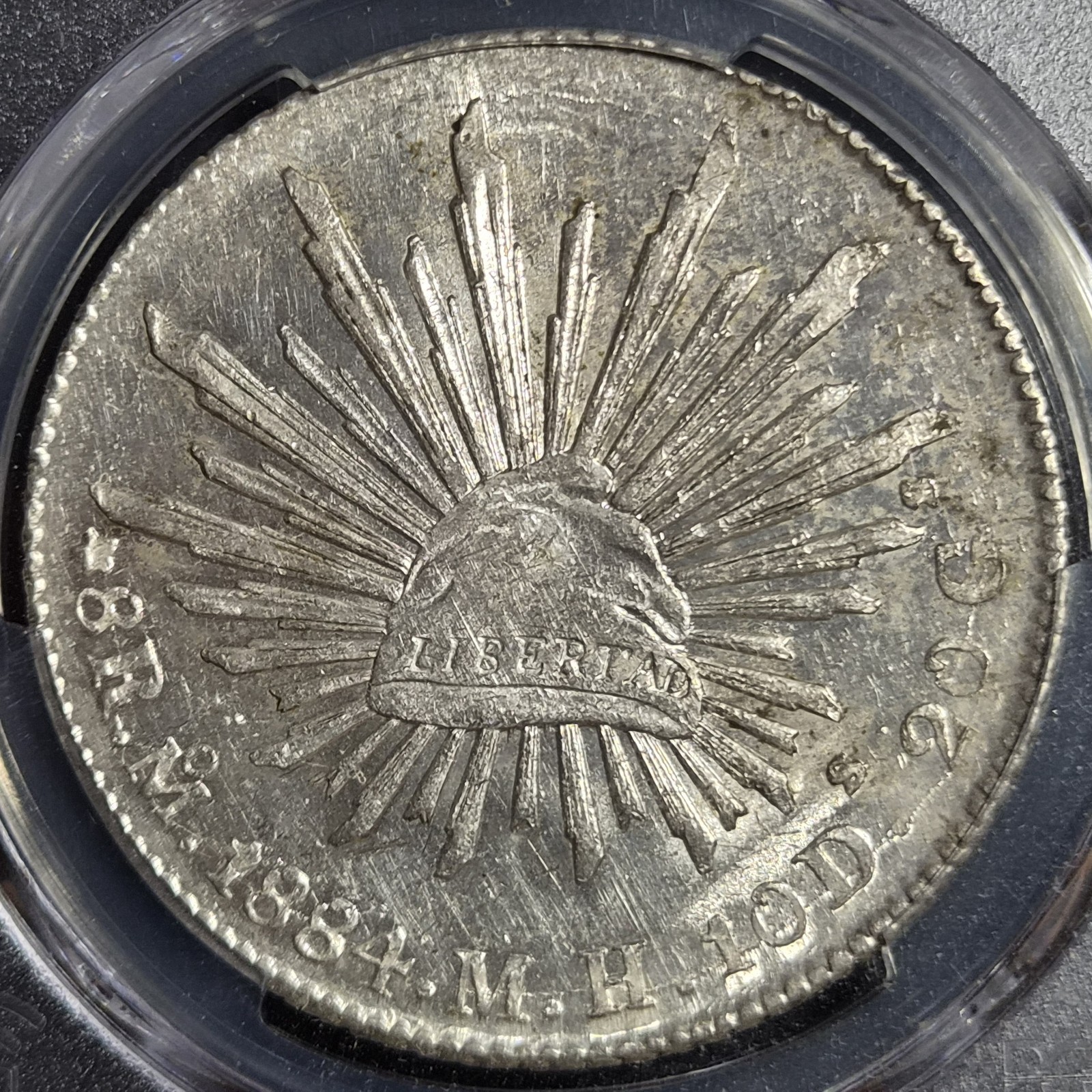 Mexico Second Republic 8 Reales 1884 Mo MH Mexico City Mint PCGS UNC Detail