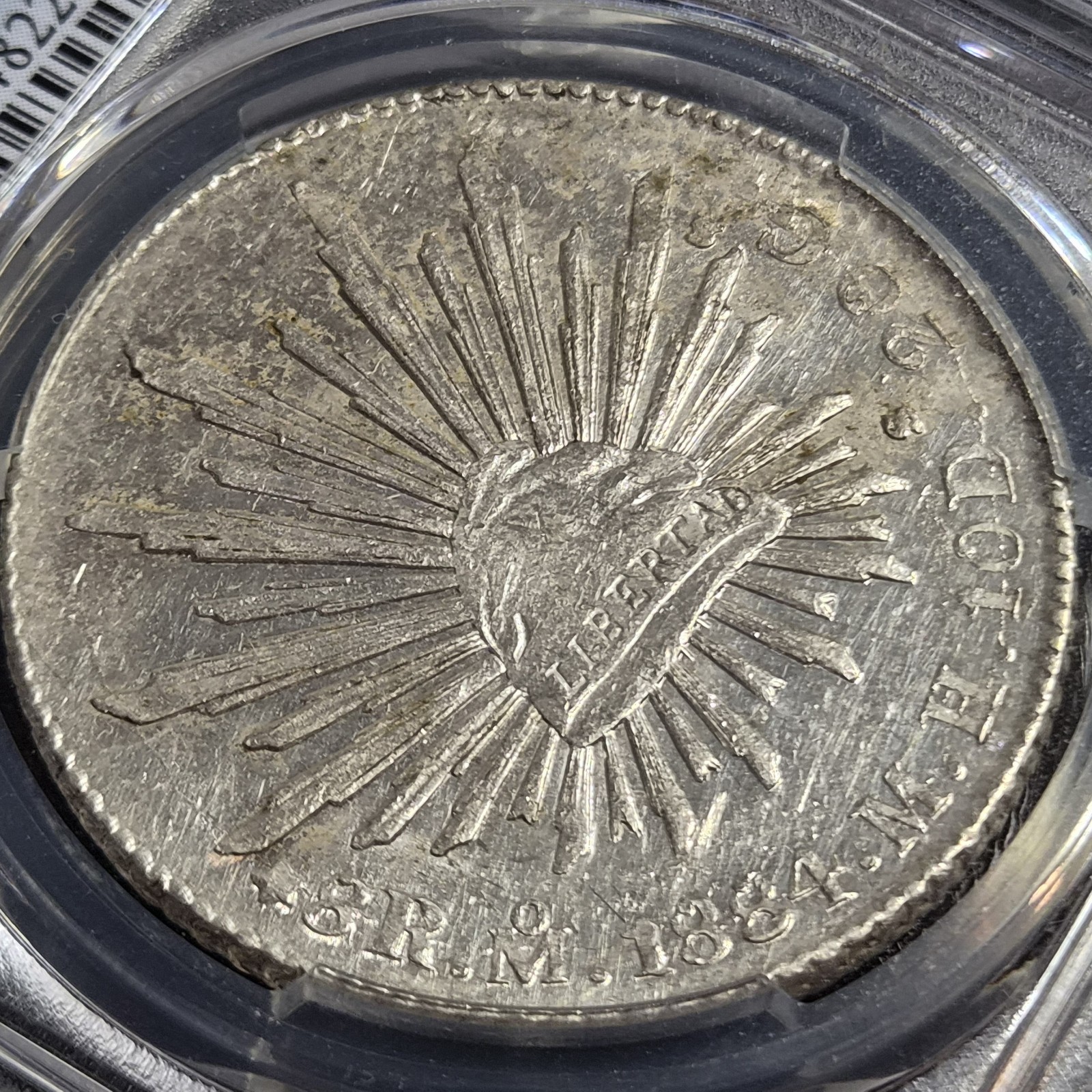 Mexico Second Republic 8 Reales 1884 Mo MH Mexico City Mint PCGS UNC Detail - Image 2