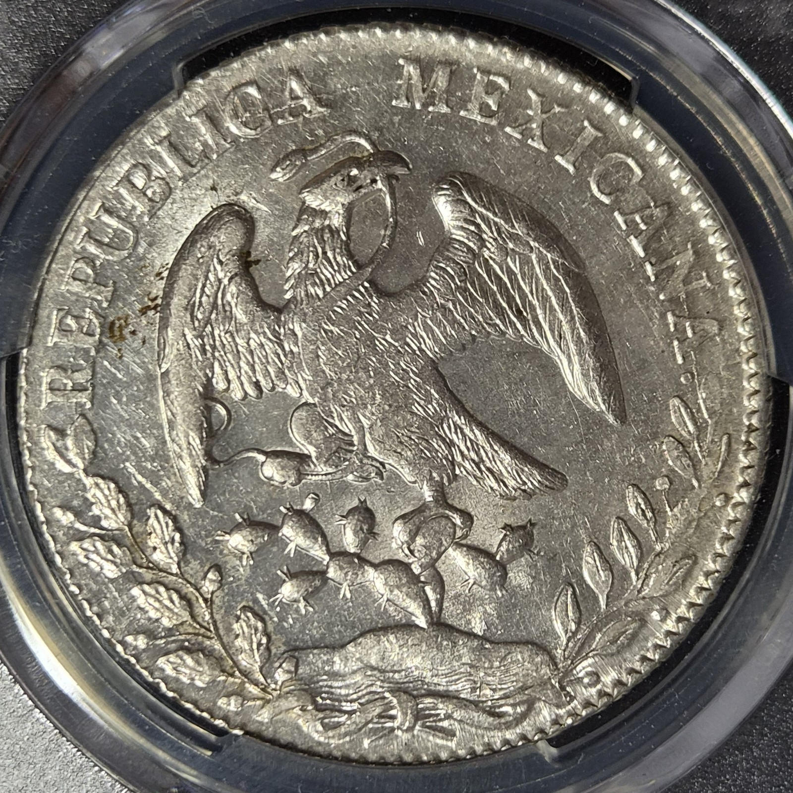 Mexico Second Republic 8 Reales 1884 Mo MH Mexico City Mint PCGS UNC Detail - Image 4