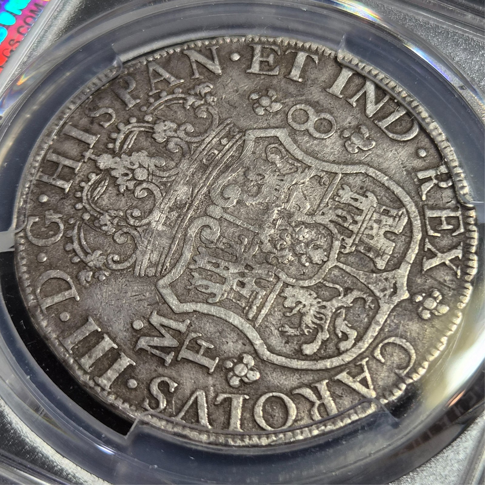 Mexico Spanish Colonial 8 Reales Two Pillar Carolus III 1767 Mo MF Mexico Mint - Image 4