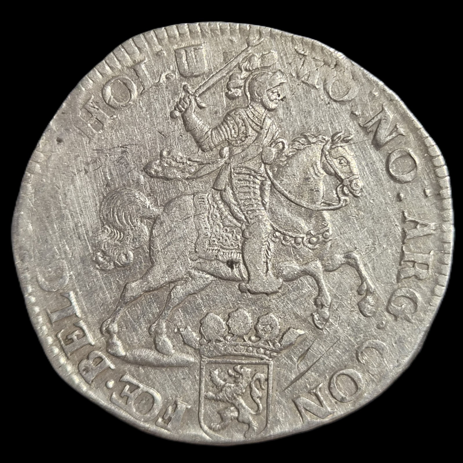 Netherlands Holland Ducaton Silver Horse Rider 1673 XF Sharp Detail
