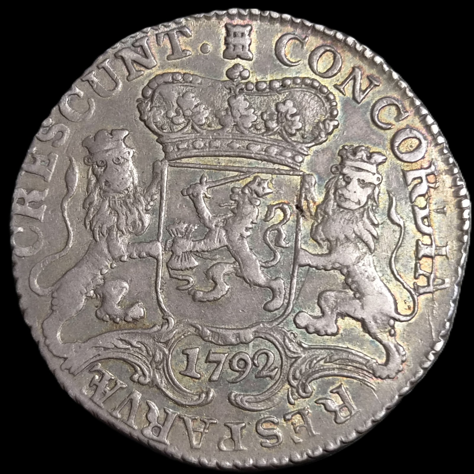 Netherlands Zeeland Ducaton Silver Horse Rider 1792 XF Toning - Image 2