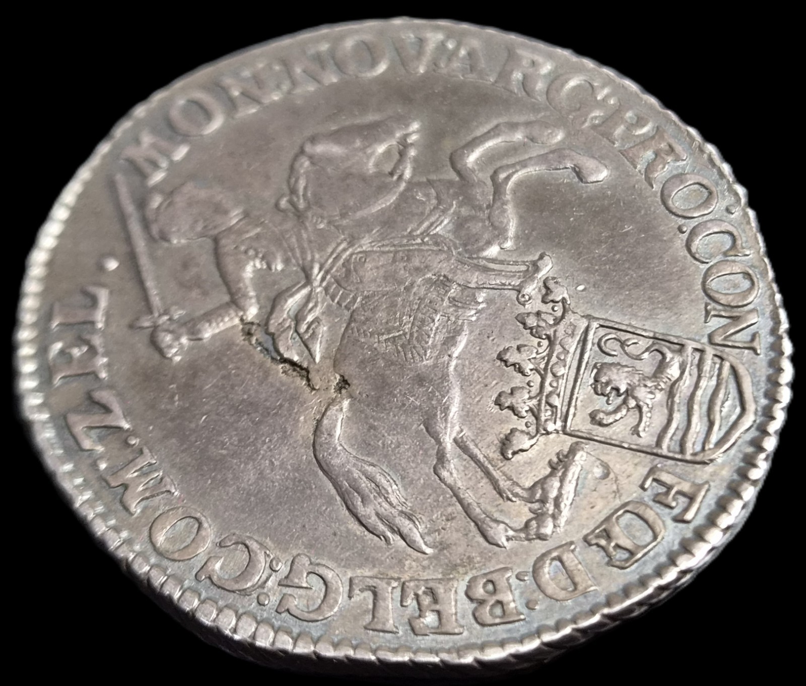 Netherlands Zeeland Ducaton Silver Horse Rider 1792 XF Toning - Image 3