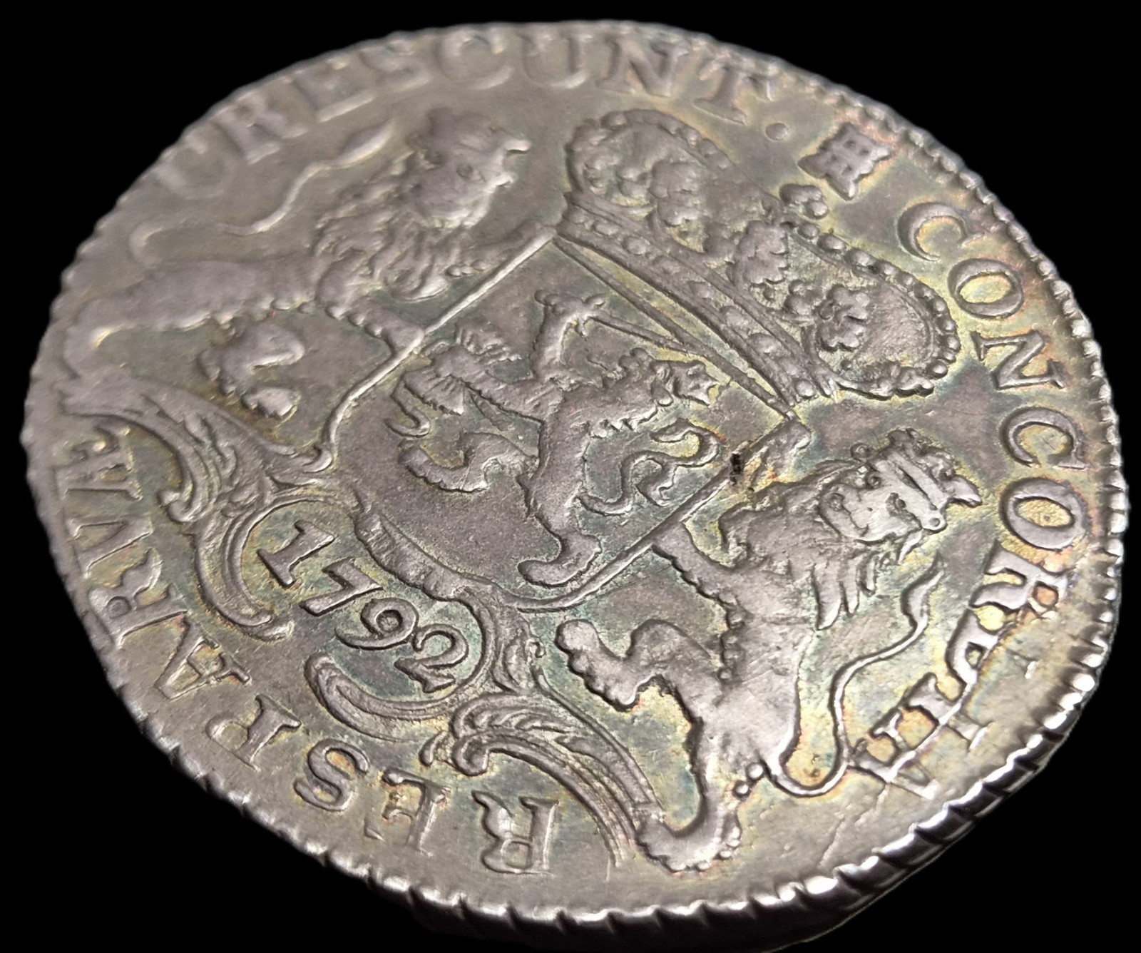 Netherlands Zeeland Ducaton Silver Horse Rider 1792 XF Toning - Image 4