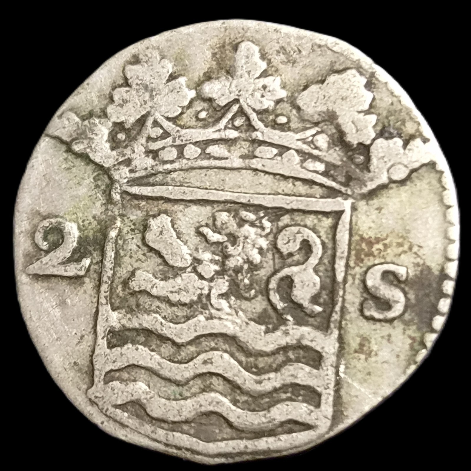 Provincial Dutch Netherlands Zeeland Zeelandia 2 Stuiver 1735 Silver VF - Image 2