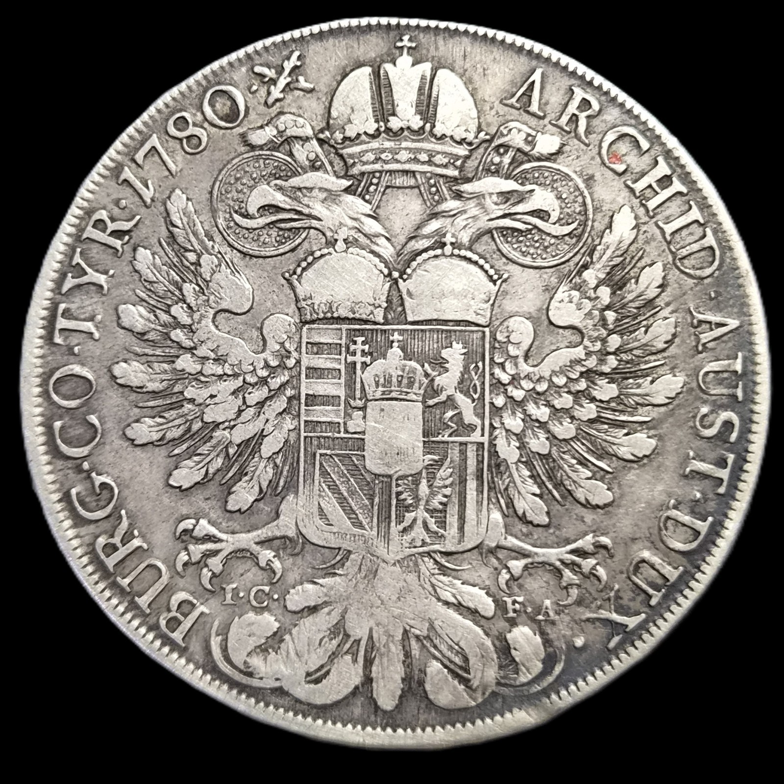 Austria Empire 1 Thaler Taler Maria Theresia 1780 I.C. F.A. VF Vienna Mint - Image 2