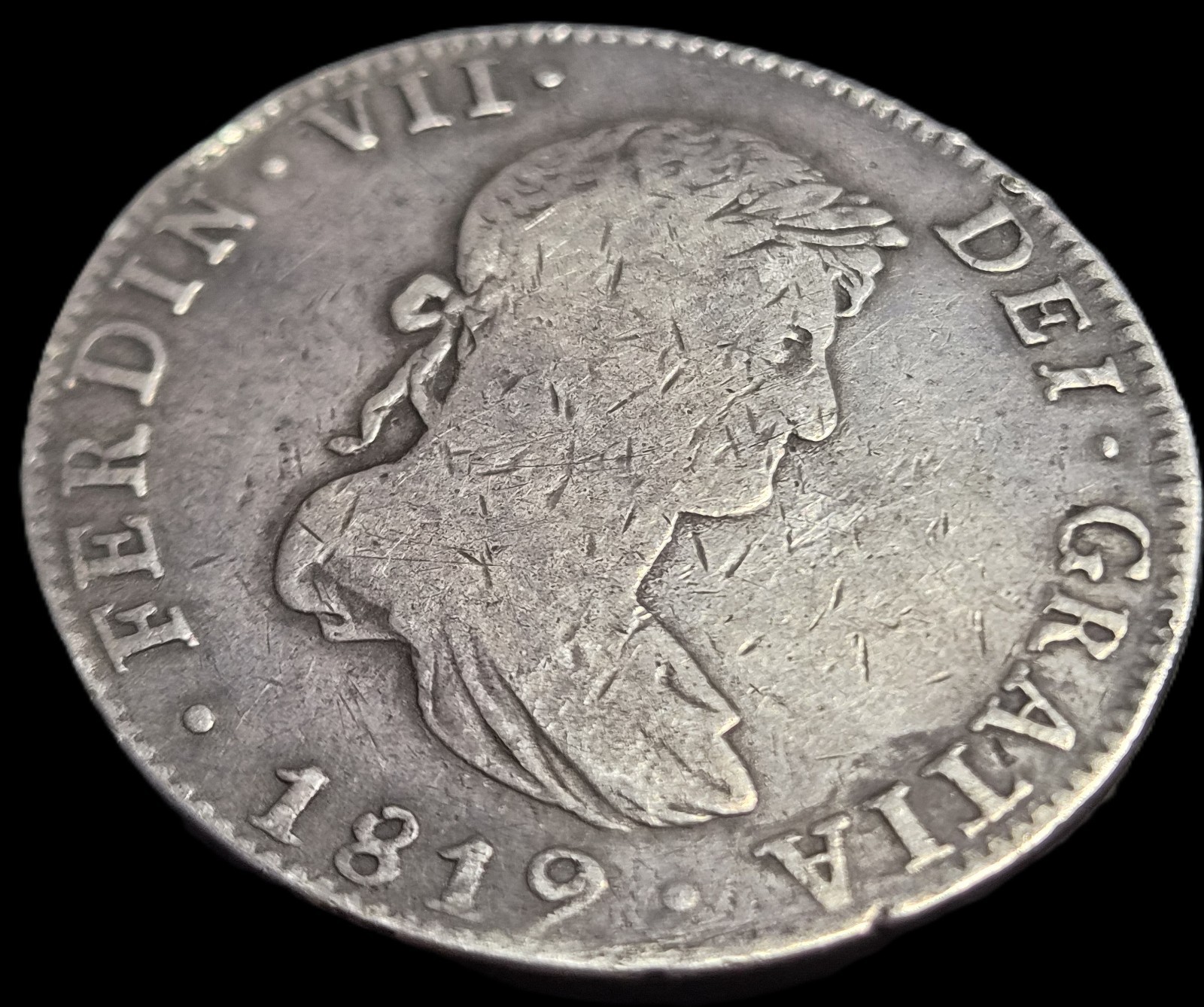 Mexico Spanish Colonial 8 Reales Ferdin Ferdinand VII 1819 Mo JJ MexicoCity Mint - Image 3