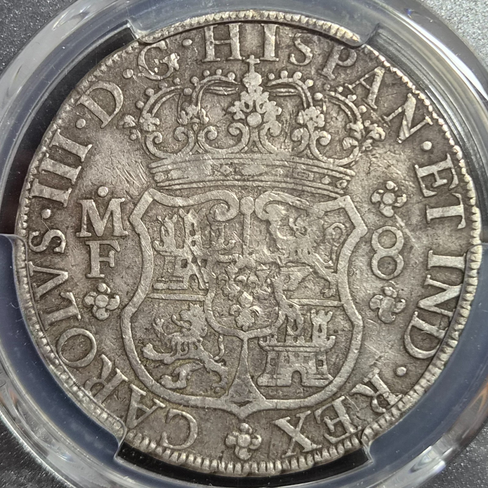 Mexico Spanish Colonial 8 Reales Two Pillar Carolus III 1767 Mo MF Mexico Mint - Image 5