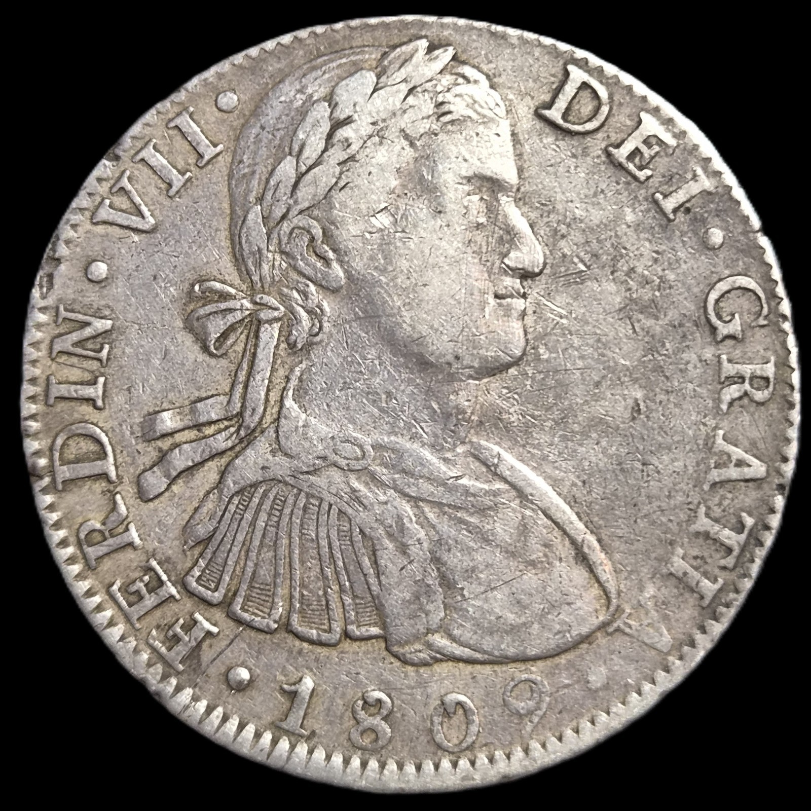 Mexico Spanish Colonial 8 Reales Ferdin Ferdinand VII 1809 Mo TH MexicoCity Mint