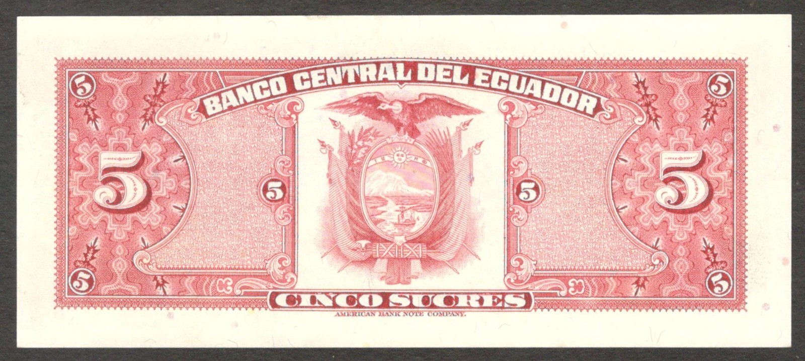 Ecuador 5 Sucres Antonio José de Sucre ABNC P-108b(2) UNC - Image 6