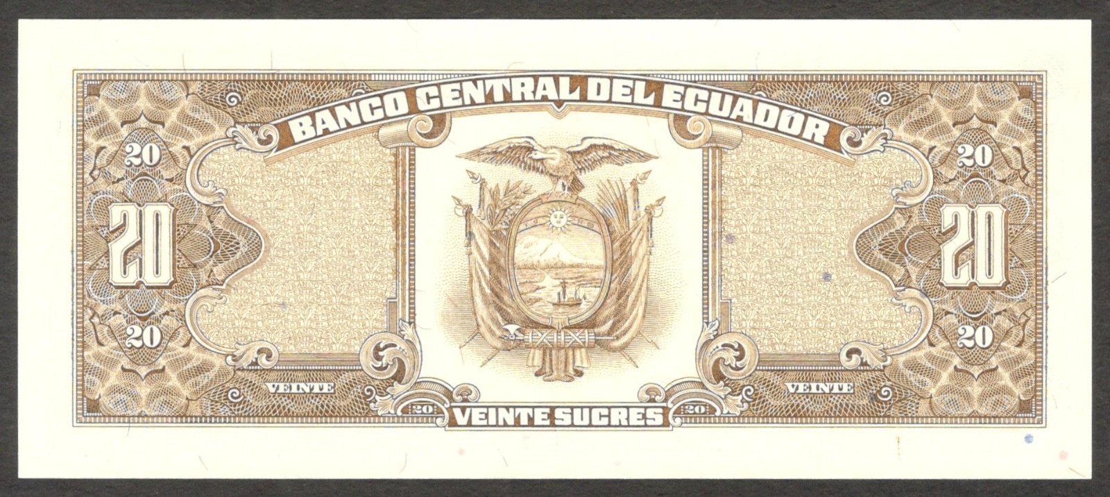Ecuador 20 Sucres Compania de Jesus church No Imp & Red Ser. P-121Aa(2) 1988 UNC - Image 6
