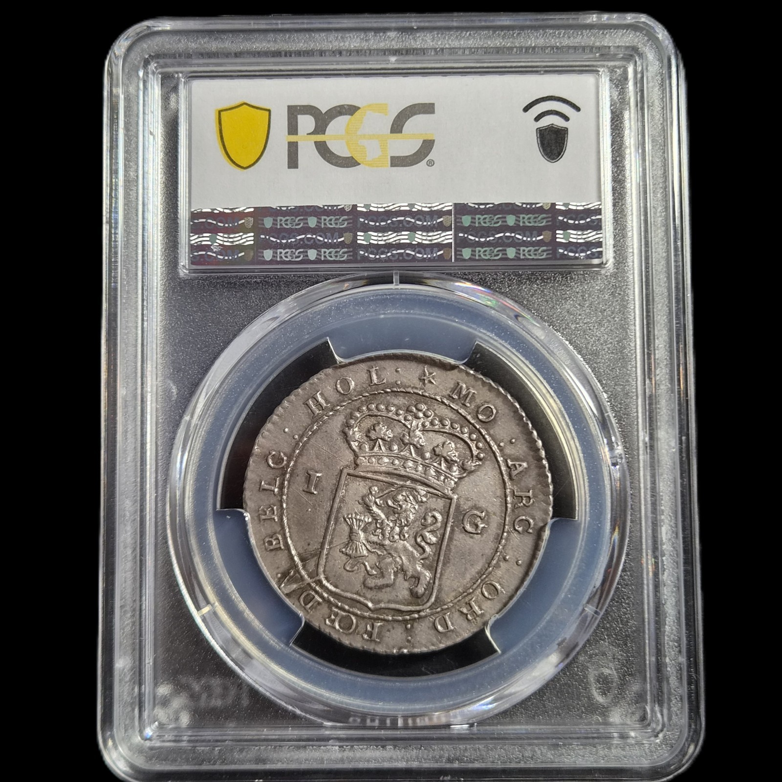 Netherlands Indies Batavian Republic 1 Gulden Batavorum VOC Ship 1802 PCGS MS 62 - Image 4