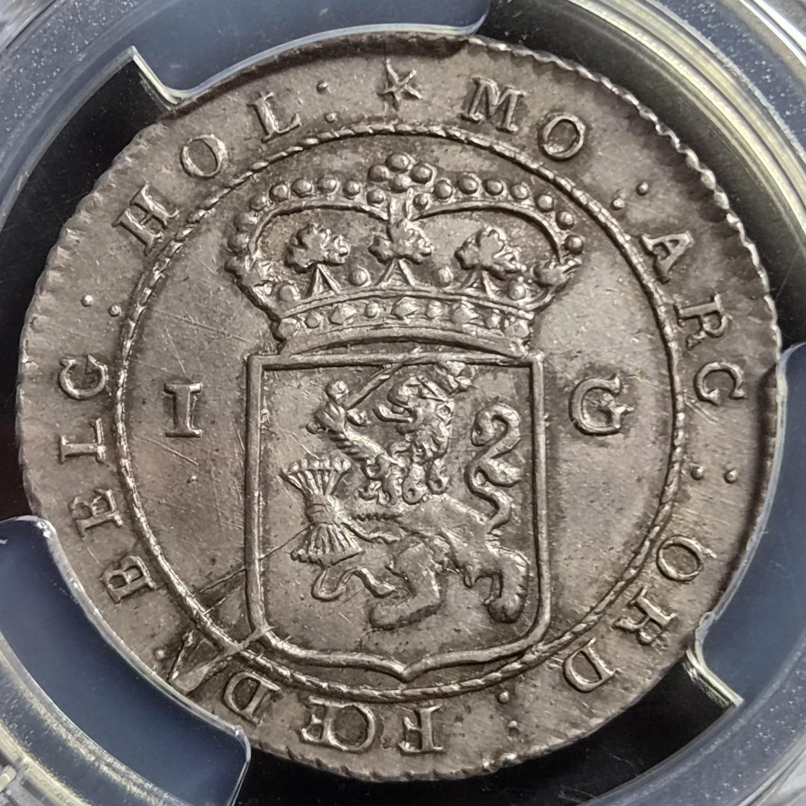 Netherlands Indies Batavian Republic 1 Gulden Batavorum VOC Ship 1802 PCGS MS 62 - Image 5