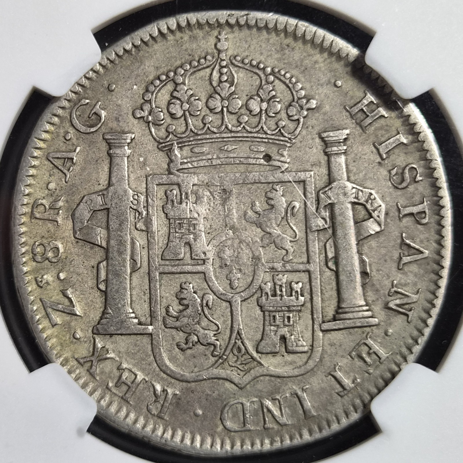 Mexico War of Independence 8 Reales Ferdinand VII 1820 Zs AG Zacatecas NGC VF - Image 4