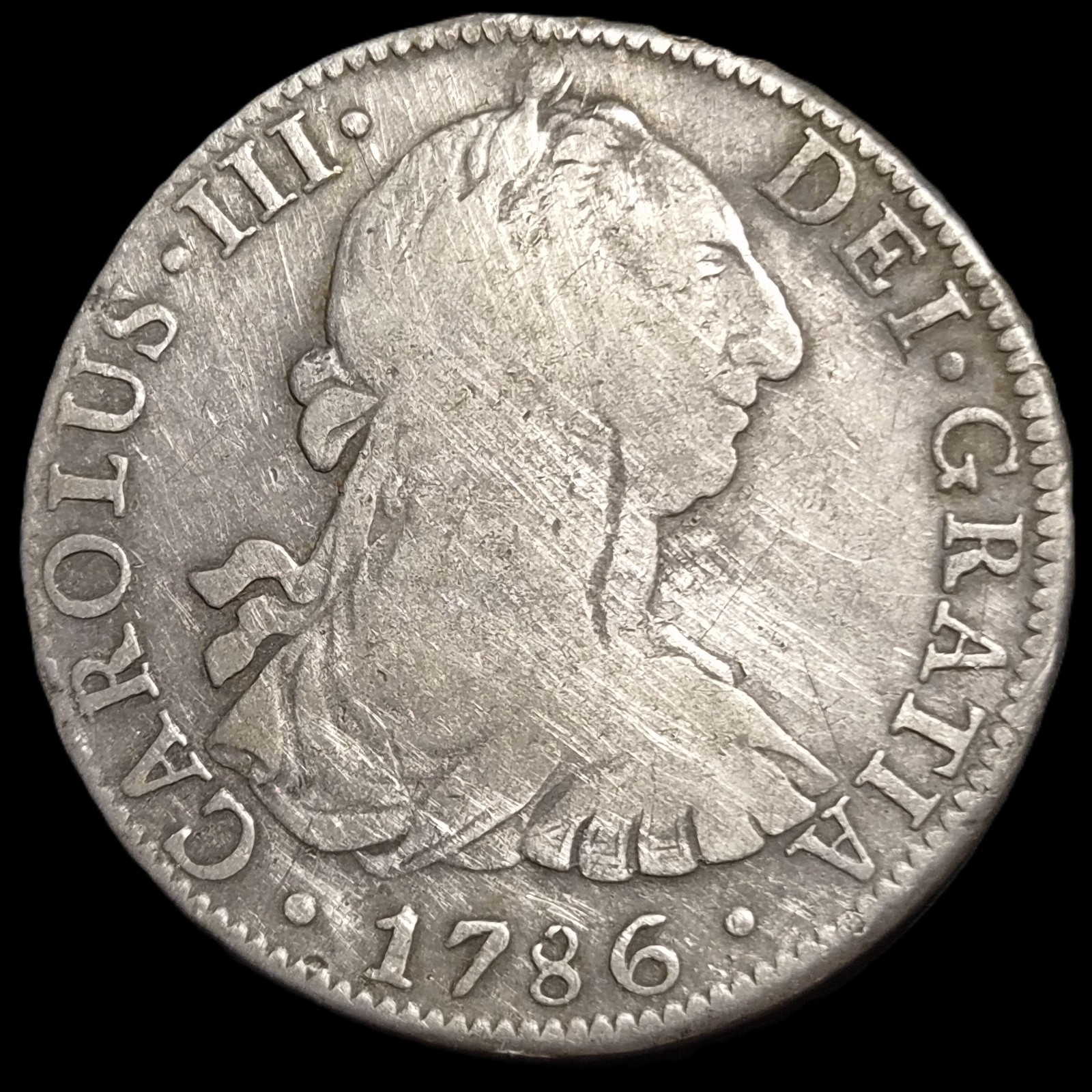 Mexico Spanish Colonial 8 Reales Carol Carolus III 1786 Mo FM Mexico City Mint