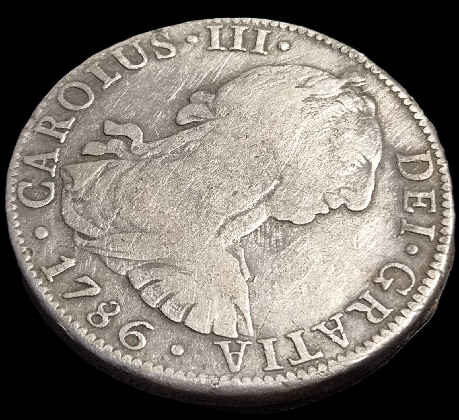 Mexico Spanish Colonial 8 Reales Carol Carolus III 1786 Mo FM Mexico City Mint - Image 3