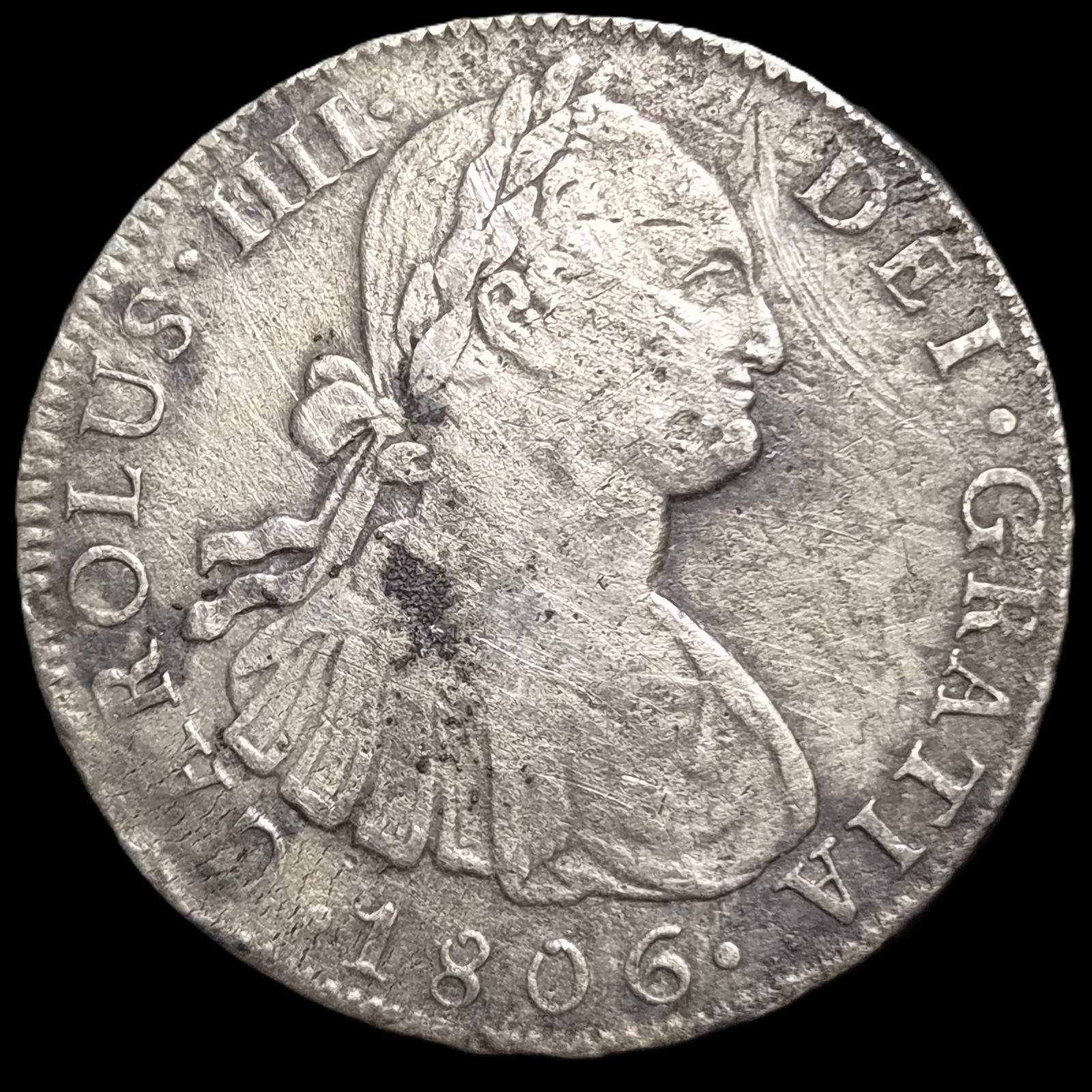 Mexico Spanish Colonial 8 Reales Carol Carolus IIII 1806 Mo TH Mexico City Mint