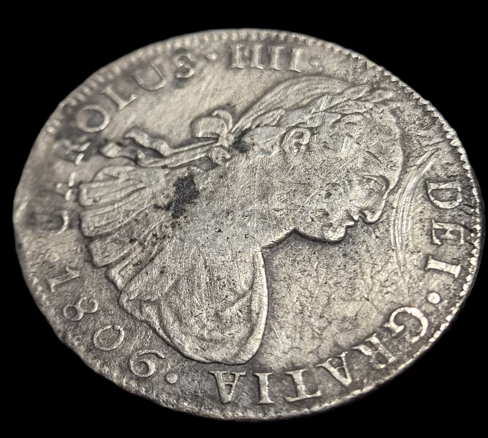 Mexico Spanish Colonial 8 Reales Carol Carolus IIII 1806 Mo TH Mexico City Mint - Image 3